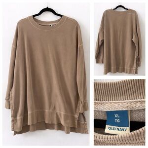 🧦 Old Navy Oversized Sweatshirt Tunic – Beige | Size XL